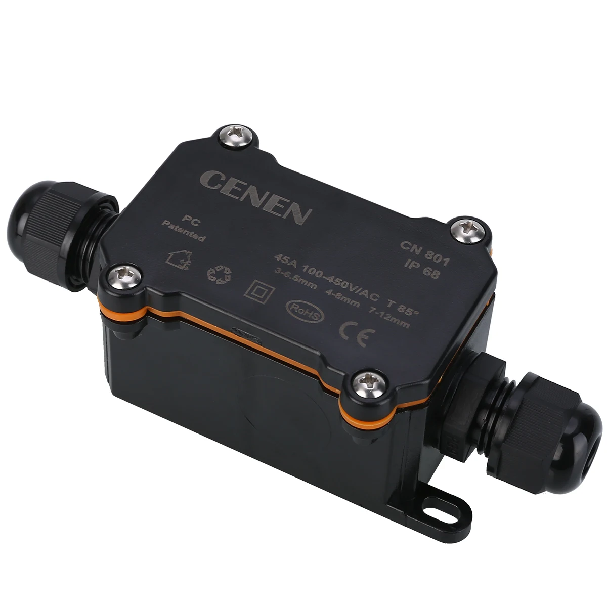 Черная IP68 электрическая распределительная коробка кабельный соединитель