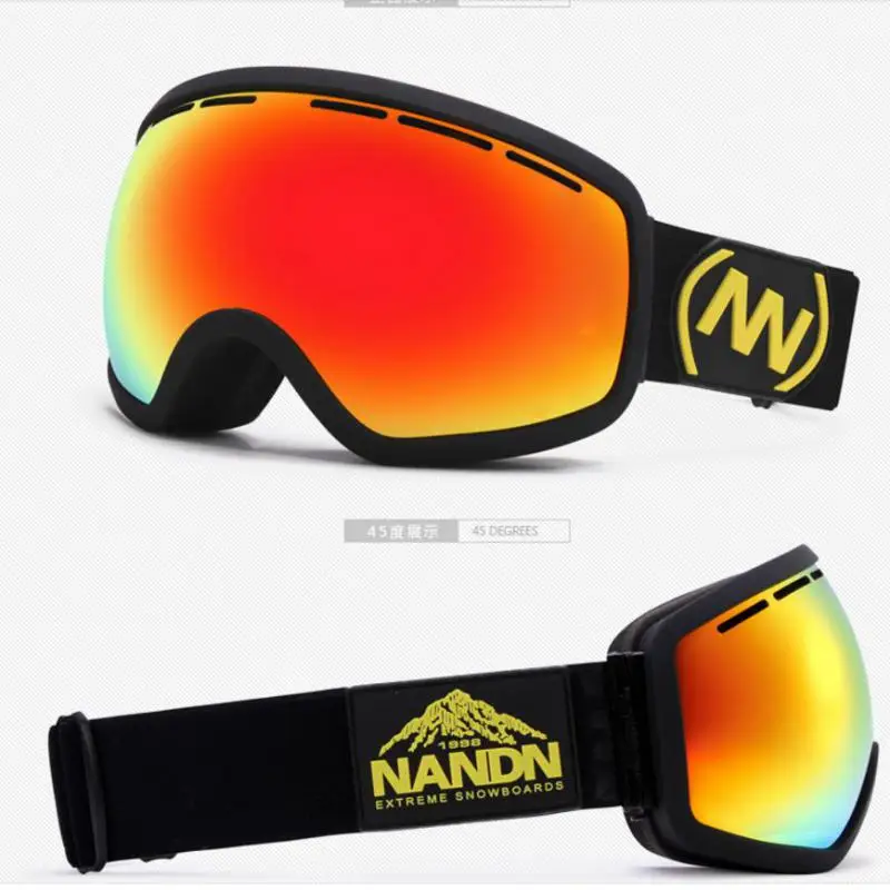 

NANDN Men And Women Ski Eyewear Double Layer Windproof Anti-fog Goggles Large Spherical Skiing Glasses 8 Colors Ng 2
