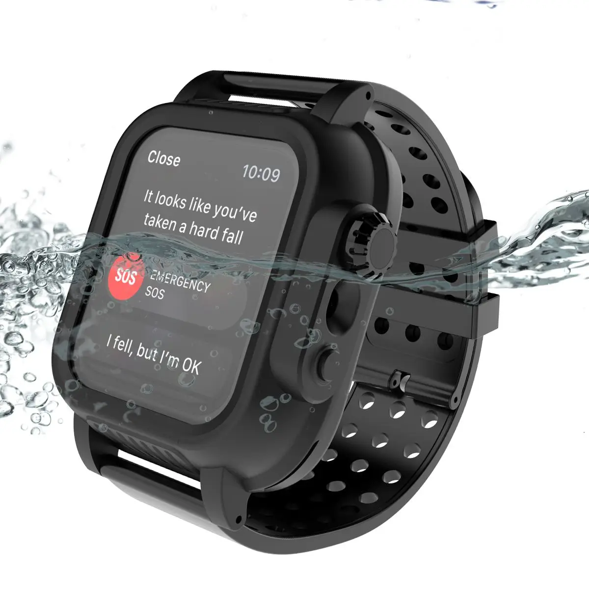 Черный IP68 ДЛЯ Apple iWatch серии 4 44 мм водонепроницаемый чехол для часов противоударный прочный бампер Гибридный чехол для ПК с резиновым ремешком для часов - Цвет: Черный