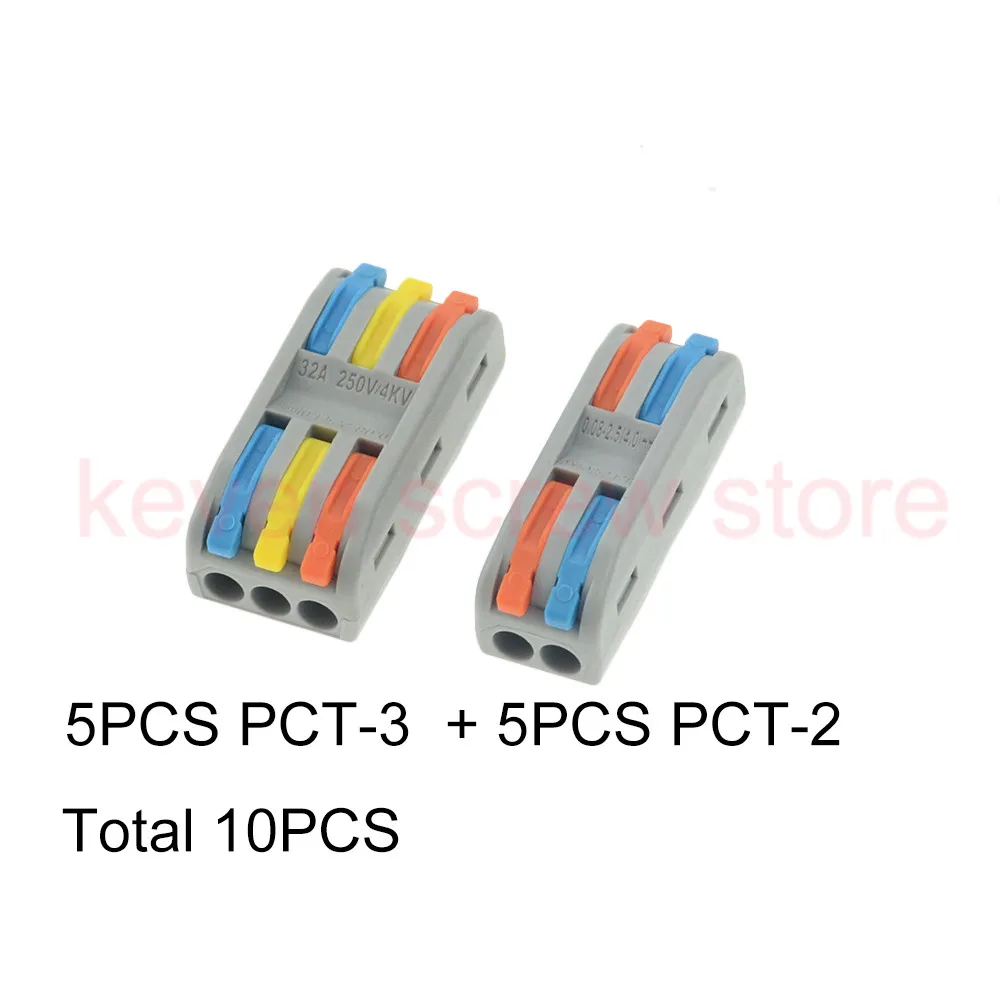 PCT-2 5PC PCT-3 5PC 10 шт. Цвет безопасности электрической проводки терминалы бытовой провод стыковой сплиттер разъем клип быстрая изоляция SPL-2 SPL-3 - Цвет: PCT-2 5PC PCT-3 5PC