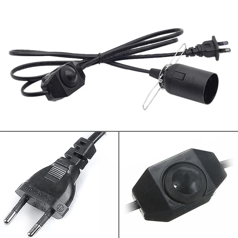 

1.8m Hanging Light Cord Cable with E27 Socket & Switch EU Plug Lamp Bulb Holder