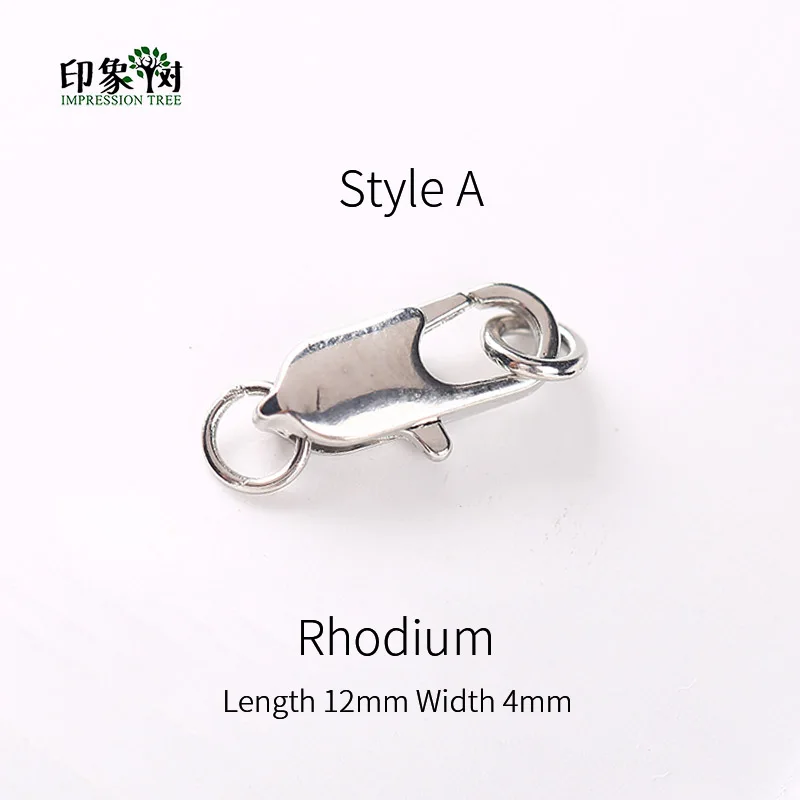 Style A Rhodium 10 pcs/Pack14X5 12X4mm металлические застежки Омаров коготь крючки с кольцами Наборы Серебряный, Золотой, родиевый пластины DIY Изготовление, поиск ювелирных изделий 11000 - Цвет: Style A Rhodium