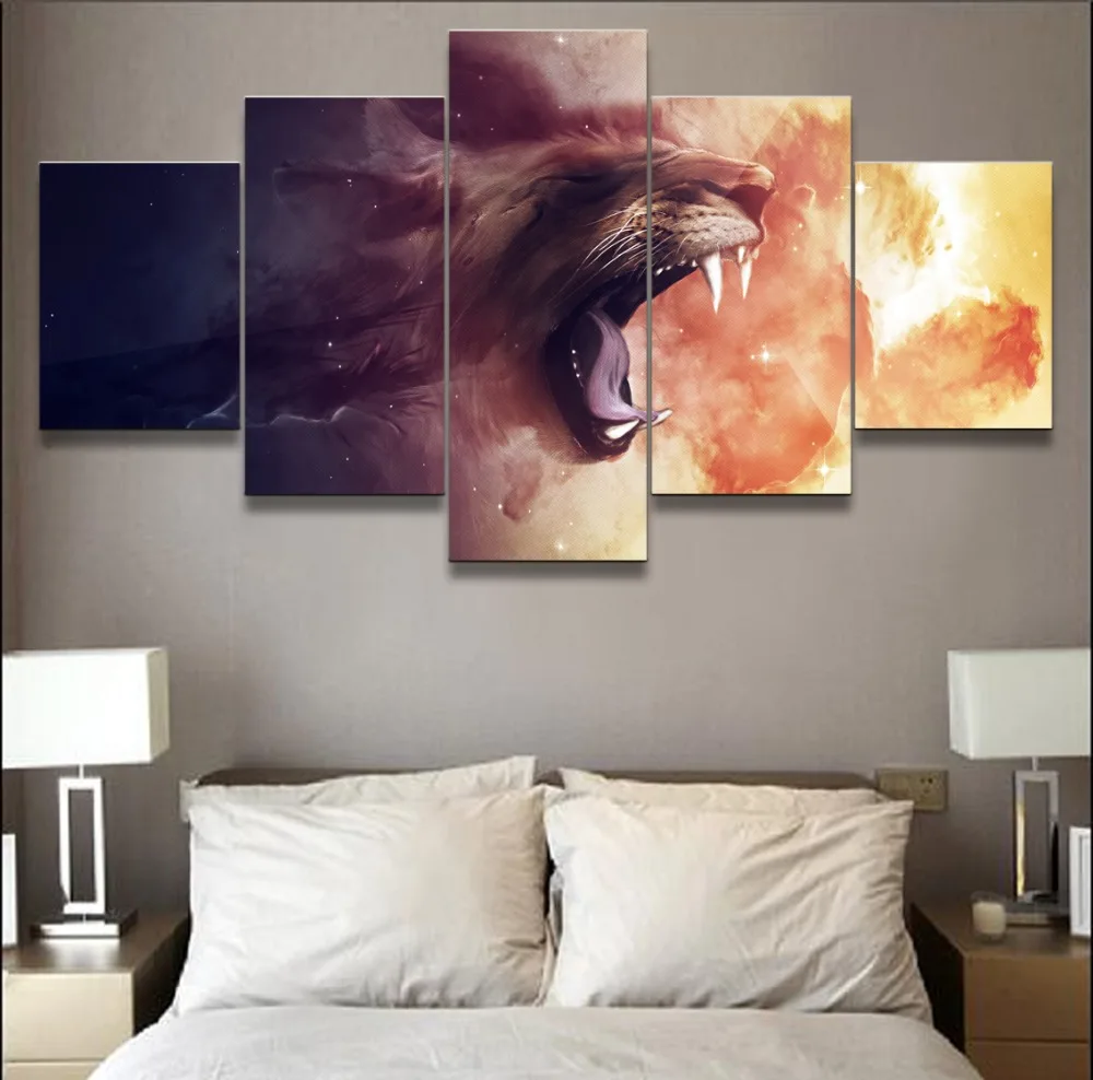 Декор фотографии Винтаж Home Decor рамы картины на холсте плакат и печатает 5 шт. Лев с