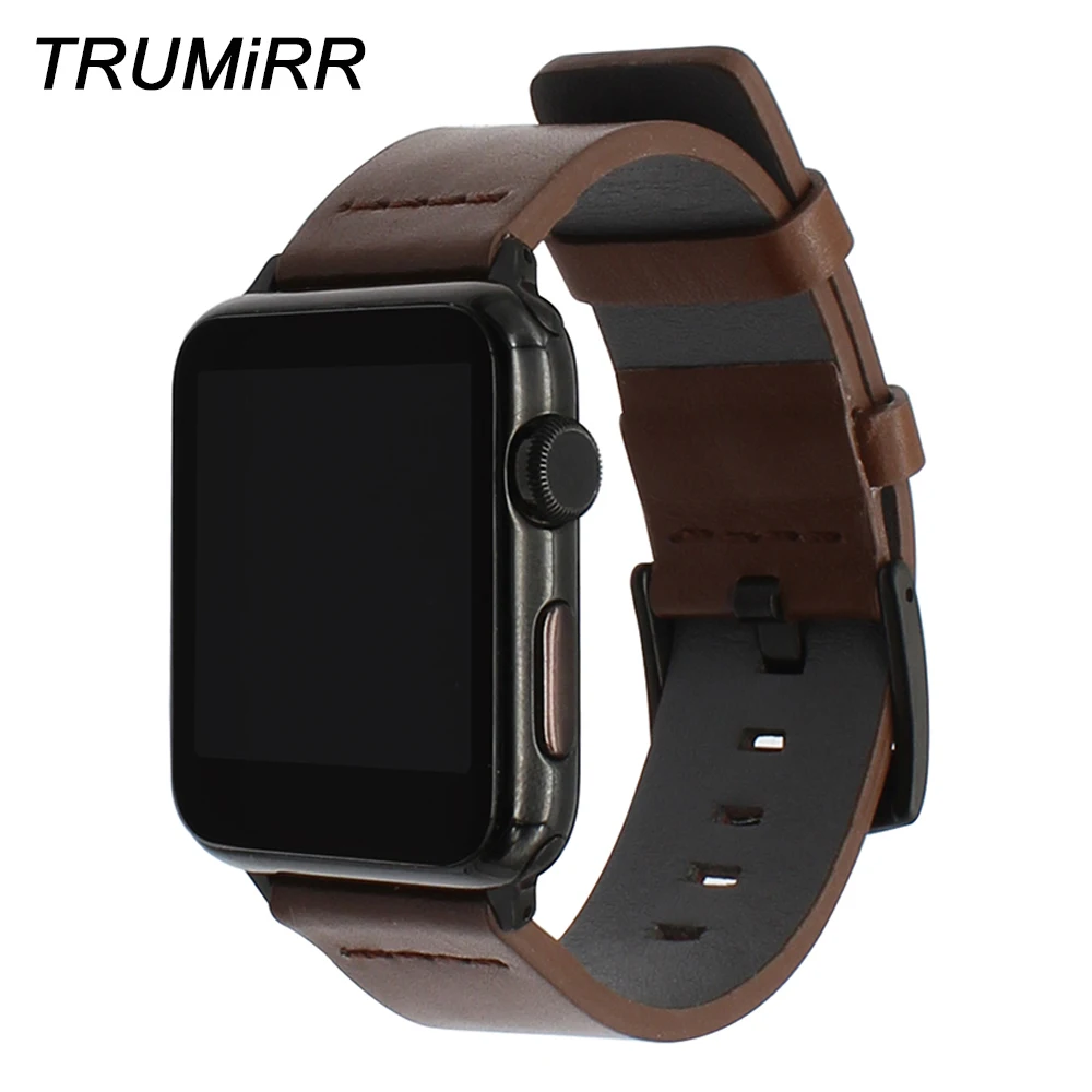 Ремешок итальянский из жирной кожи для iWatch Apple Watch SE 38 мм 40 42 44 Series 6 5 4 3 2 1 браслет со