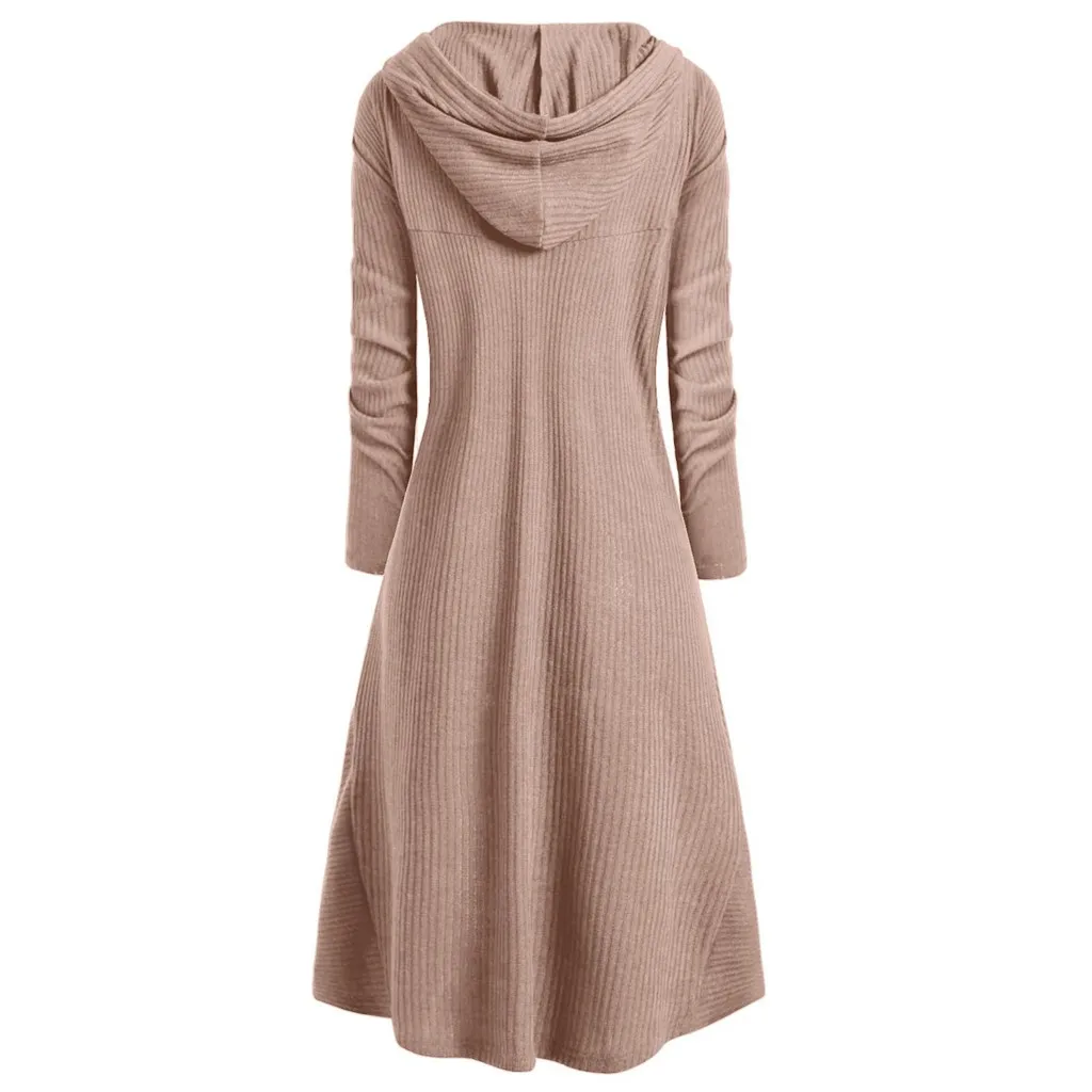 

2019 Womens Autumn Winter Fashion Long Sleeve Hooded Sweater Plus Size Vintage Cloak High Low Sweater Blouse Tops