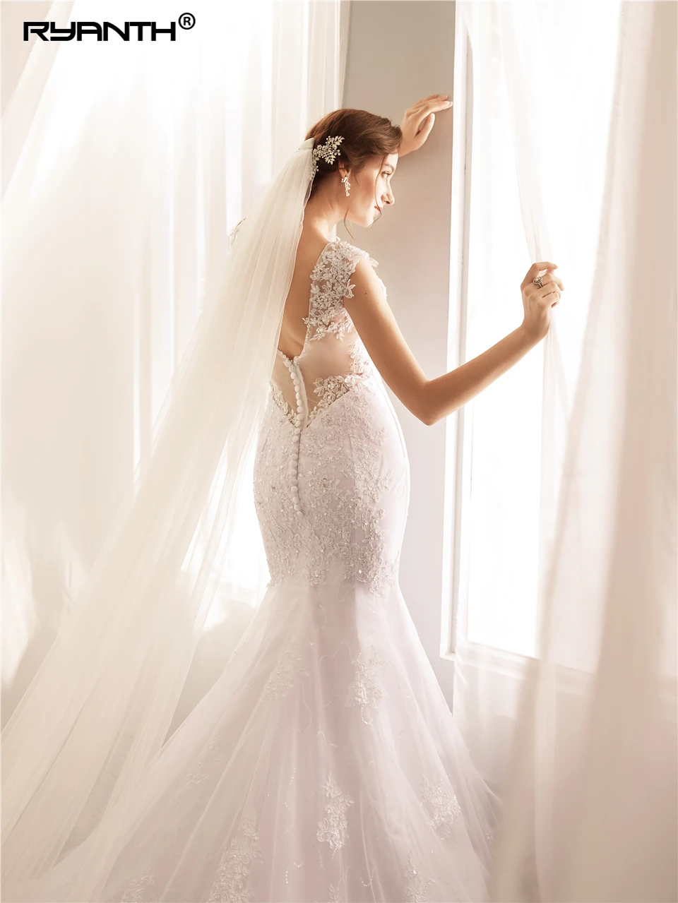 Блестящее кружевное свадебное платье русалки 2019 Дешевое de mariee на заказ Vestido Noiva