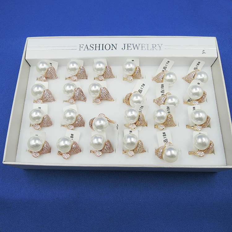 Крупный искусственный жемчуг кольца для девочек медное женское круглое кольцо