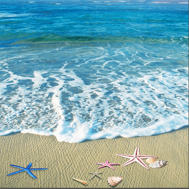 Голубое небо и белые облака 3D Пляж пейзаж фото фрески обои гостиная отель вход