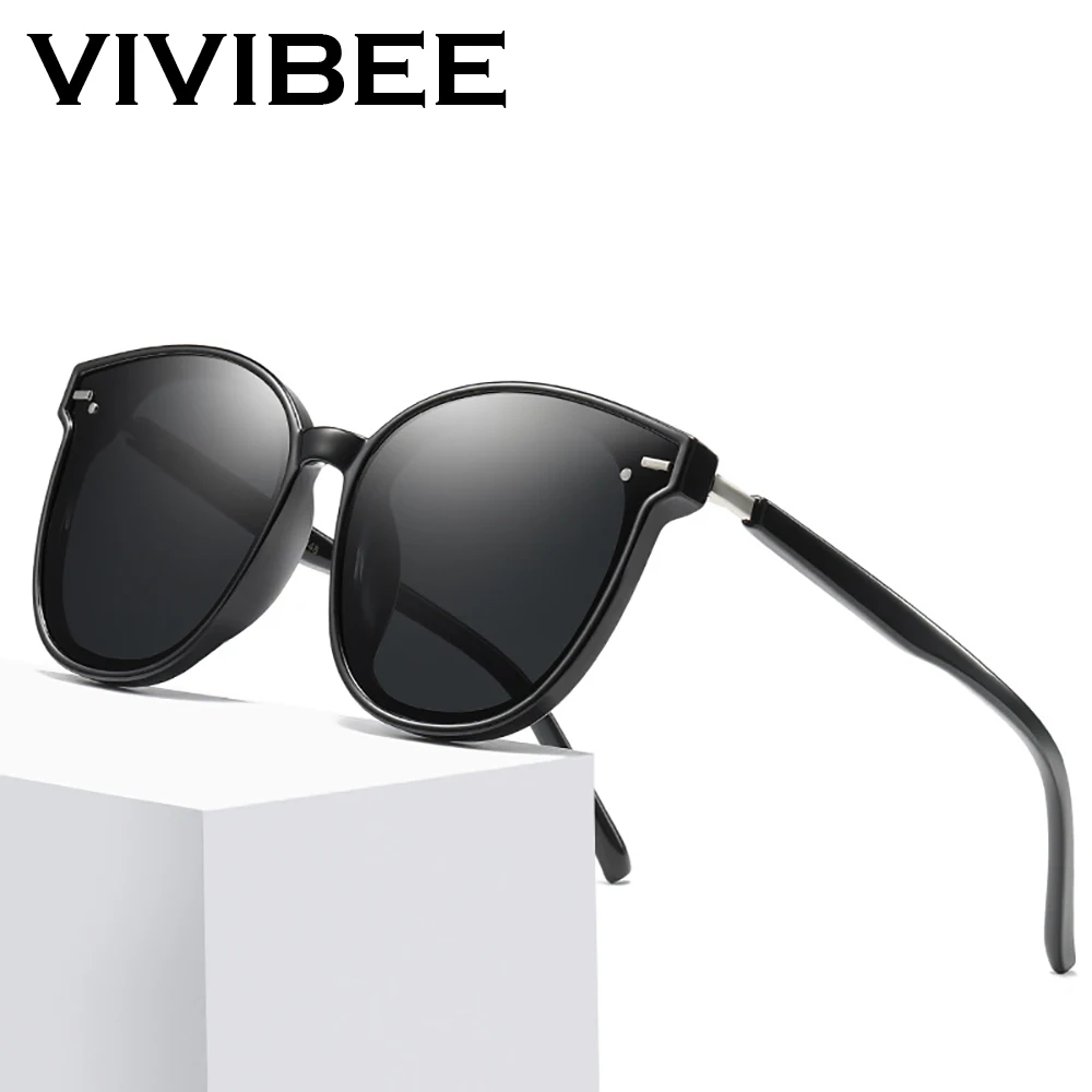 VIVIBEE негабаритных ретро в форме кошачьих глаз большие солнцезащитные очки для