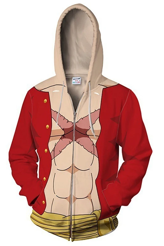 Цельный худи Monkey D. Luffy 3D Толстовка с капюшоном цельный Луффи толстовки для