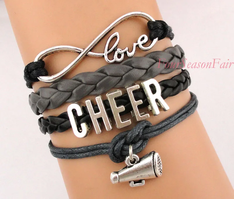 Изготовленный на заказ Бесконечная любовь Cheer с рупором wrap браслет команда