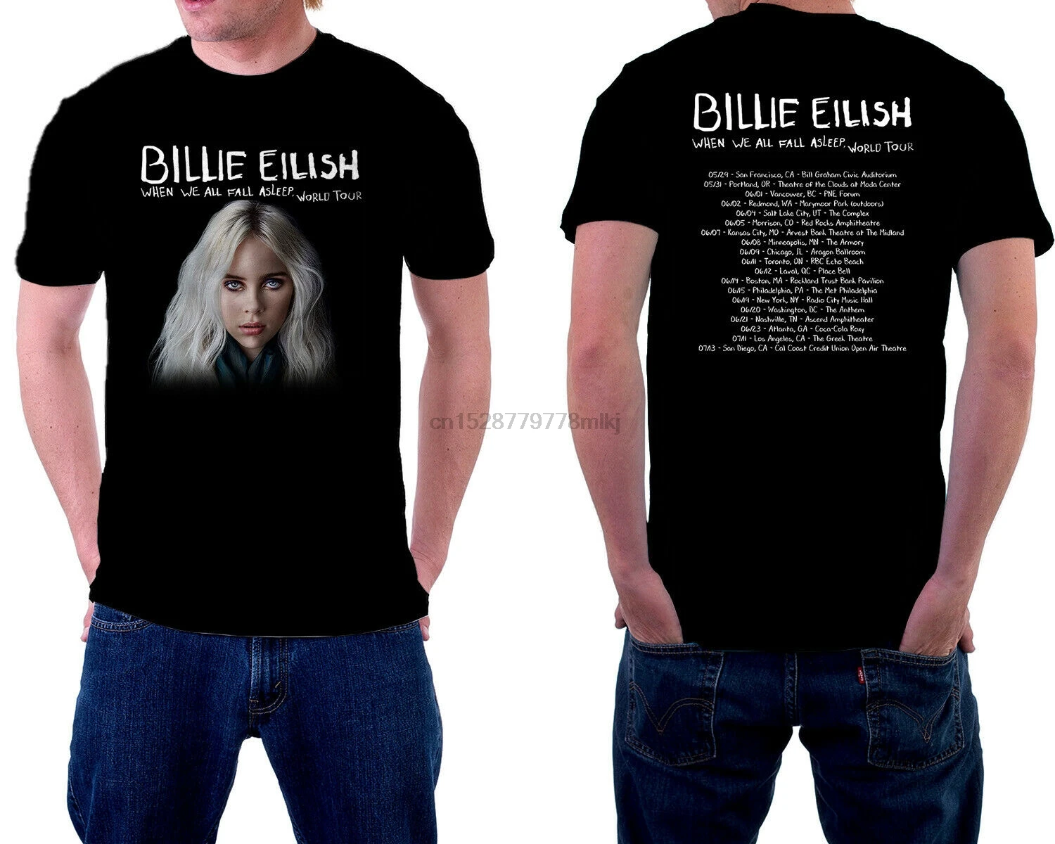 Мужская футболка с коротким рукавом Billie Eilish Tour черная S 3XL лето 2019|Мужские