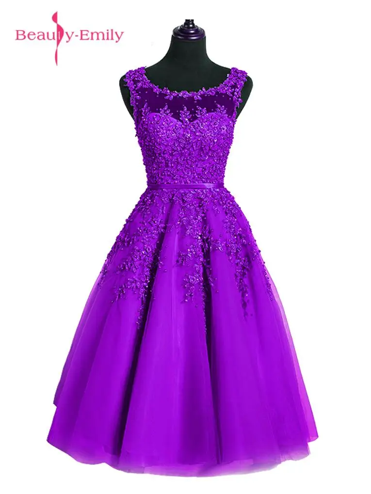 purple Красивое вечернее платье, короткое, расшитое бисером и жемчугом,, платье для выпускного вечера, элегантное вечернее платье, сказочное платье на день рождения, платье для душа, vestido de noiva - Цвет: purple
