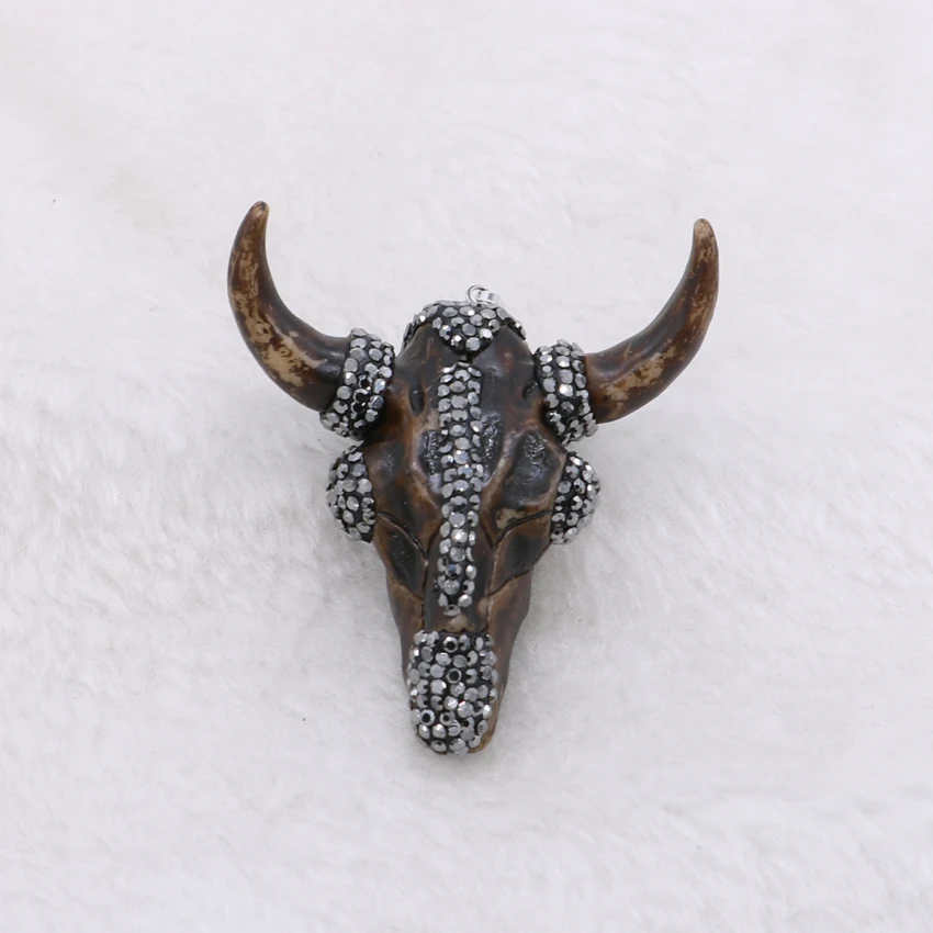 Подвеска В Форме Головы Быка кулон из смолы pave CZ подвеска-бусы в форме кости кулон драгоценные камни ювелирные аксессуары для женщин 893