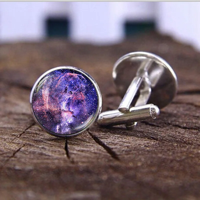 Фиолетовые галактические туманности запонки высокого качества Модные ювелирные
