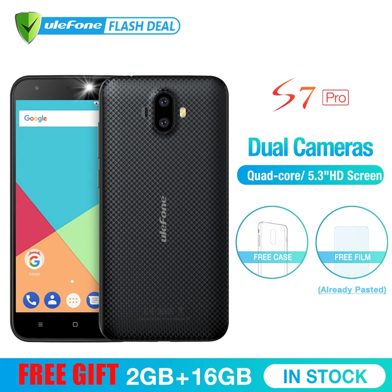 Ulefone S7 Pro телефон смартфон телефоны смартфоны 2 ГБ +16 двойная камера мобильный 5.0