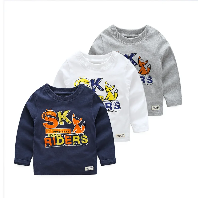 Spring Autumn 100% Cotton Kids T Shirt Cartoon Long Sleeve Baby Boys T-Shirt Children Pullovers Tees Clothes for 2-6T | Детская одежда