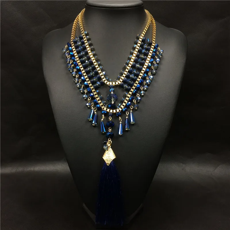 Vintage Necklaces For Women Water Drop Crystal Long Necklace Fashion Tassel Pendant Party Jewelry YaoXi | Украшения и аксессуары