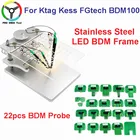 DHL бесплатные металлические пластины Led Нержавеющаясталь рамка фонового режима отладки + 22 шт. BDM Адаптеры работают для KESS Нержавеющаясталь Металл Led рамка фонового режима отладки