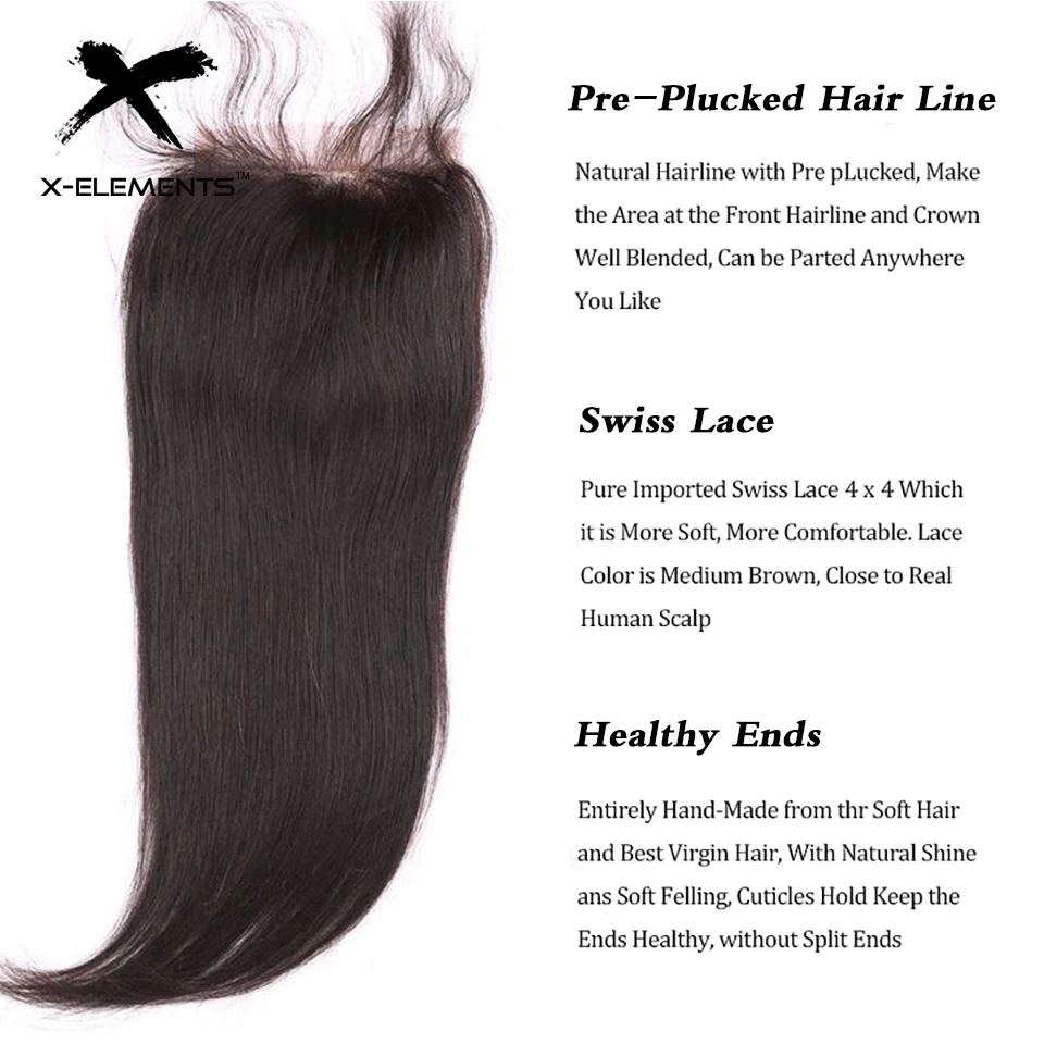 

Peruvian Straight Lace Closure Natural Color Human Hair Weaves Remy Hair 4x4 Free/Middle/Three Part Lace Closure Free Shipping