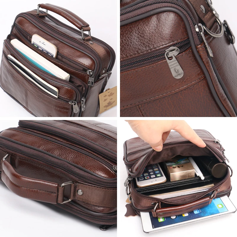 Cow Genuine Leather Messenger Bags Men Travel Business Crossbody Shoulder Bag for Man Fashion Satchels Flap Solid Bag ZZNICK