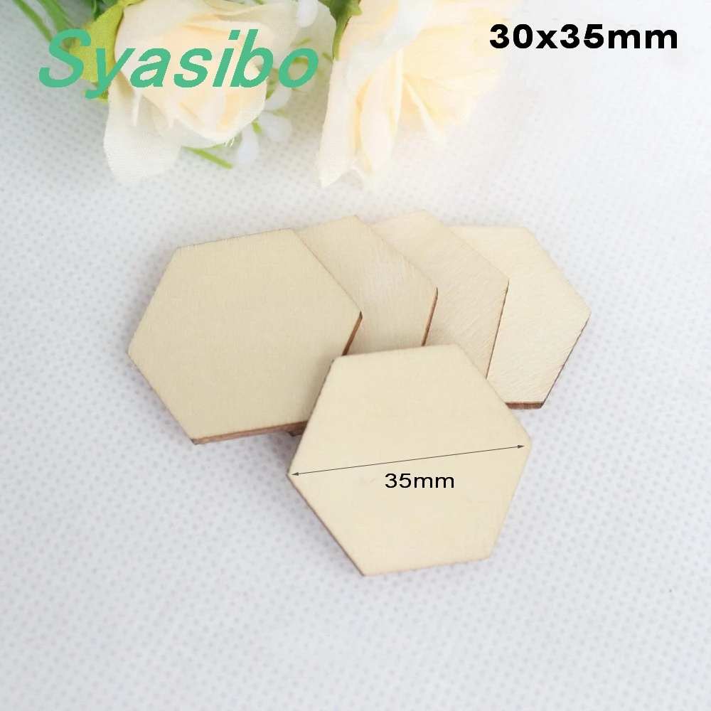 

30mm/35mm /50mm/60mm/80mm Cutout Unfinished wood hexagon crafts ornaments rustic favor wooden -CT1121