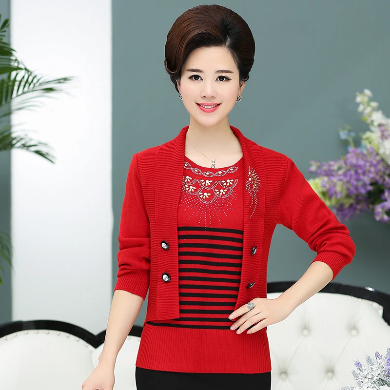 SexeMara Women Autumn Sweaters O-neck Long-sleeved Tops Clothing 2018 New Knitted Jumper Plus Size Fake Two-Piece Set pullovers | Женская