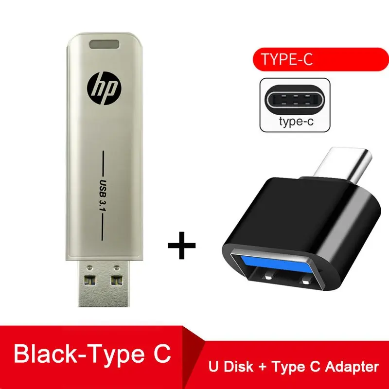 x796w plus B type C Hewlett Packard USB Flash 32 Гб 64 Гб 128 ГБ 256 ГБ 512 ГБ Флешка Cle флэш-накопитель USB на ключ креативная металлическая флеш-карта памяти - Цвет: x796w plus B type C