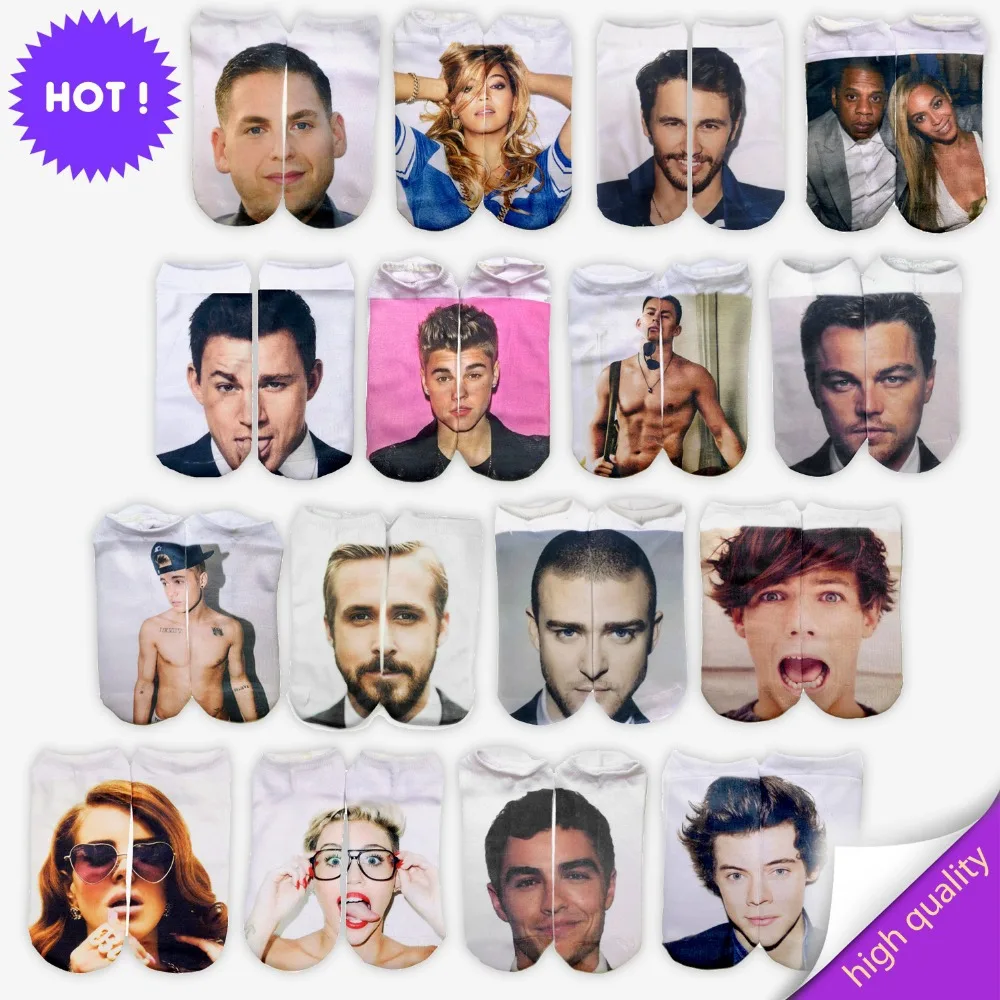 3D печать франко джастин гарри леонардо носки свободного покроя Charactor мужская Low Cut