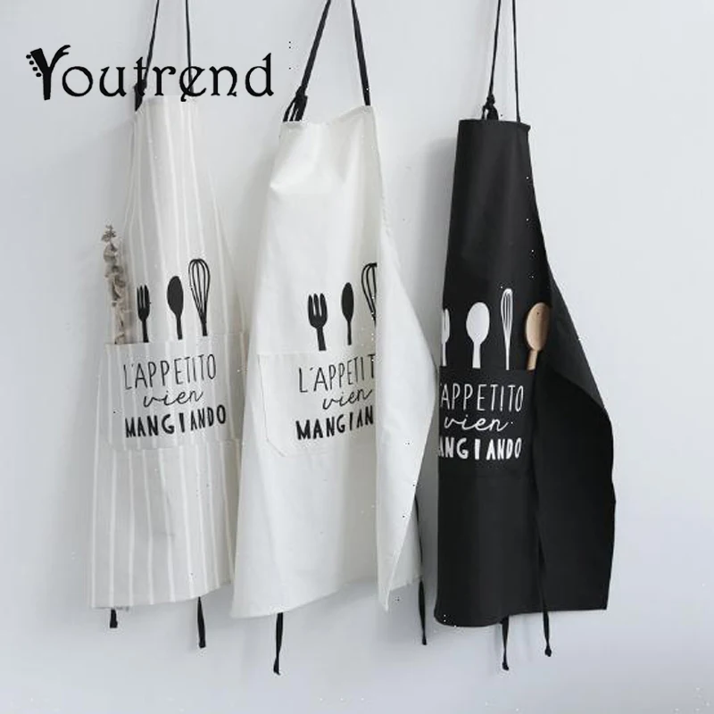 

Fashion Unisex Women Man Aprons Commercial Restaurant Home Bib Spun Poly Cotton Kitchen Home Aprons