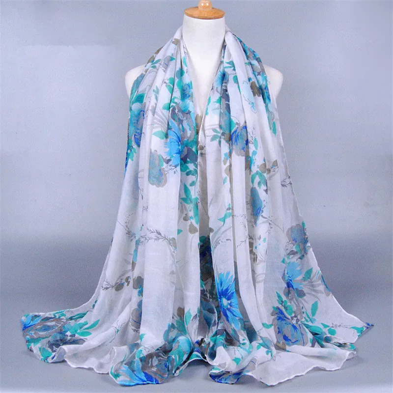 Новые печатные цветочные шали вискоза теплая повязка на голову кашне