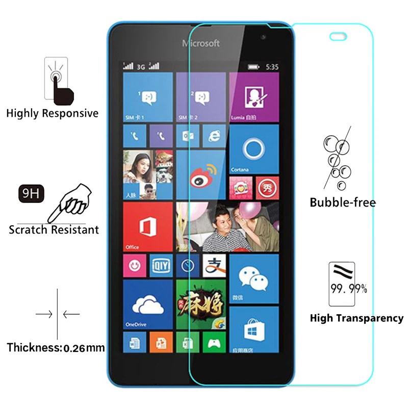 2.5D Закаленное стекло для Microsoft Lumia 535 Dual SIM RM 1090 9H Взрывозащищенная защитная пленка