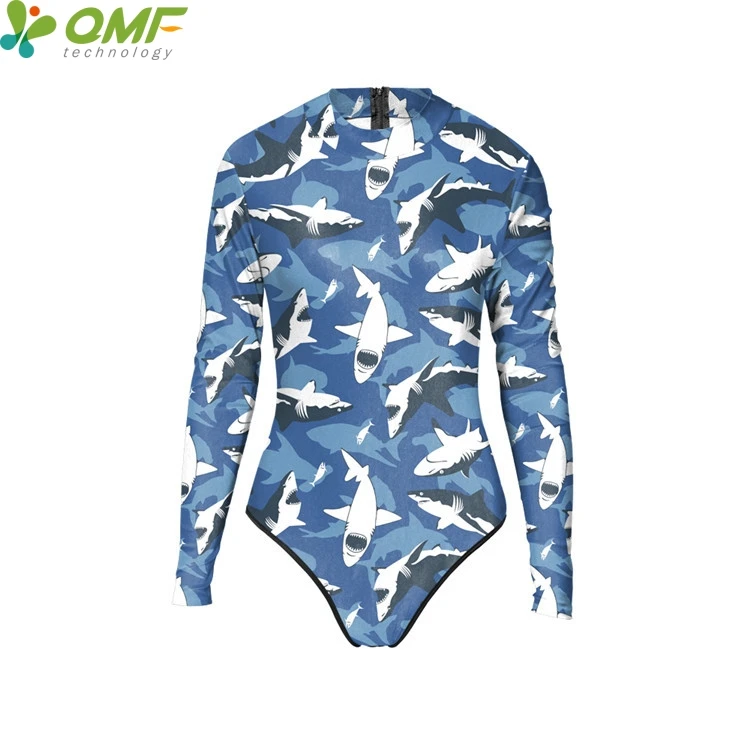 Мультфильм белая акула Monokinis Одна деталь Купальники для малышек молния Bodycon Long
