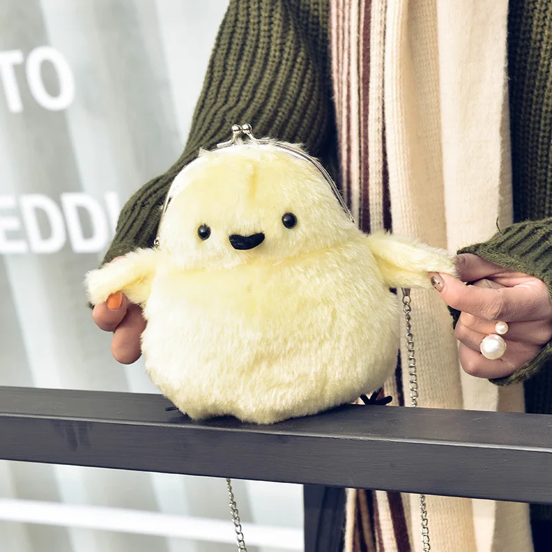 Маленькая маленькая плечевая сумка на цепочке с пряжкой Annimal Chick мягкая игрушка