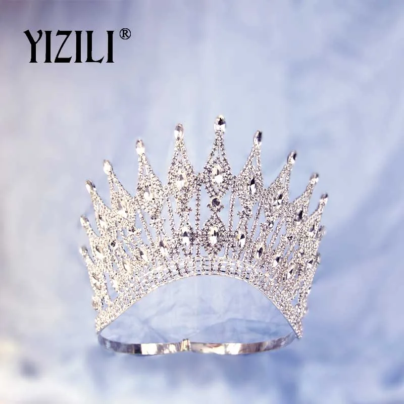 Новая Роскошная большая свадебная корона YIZILI Стразы Великолепная