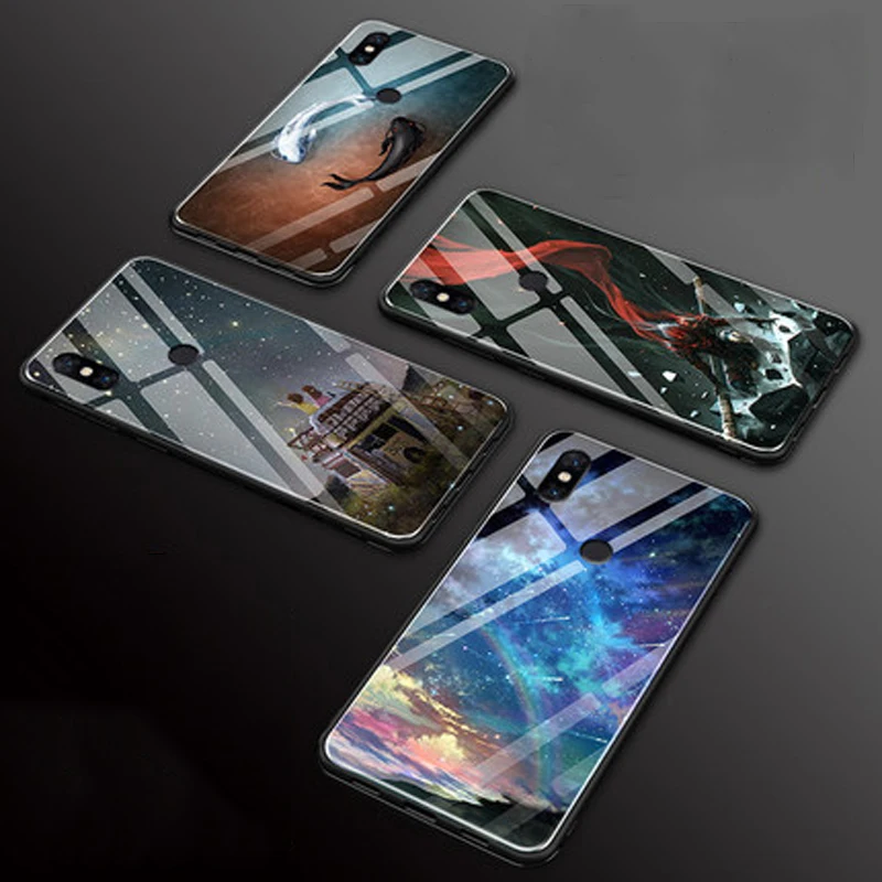 Чехол для Xiaomi mi 8 роскошный чехол из закаленного стекла + мягкая задняя крышка 6 21
