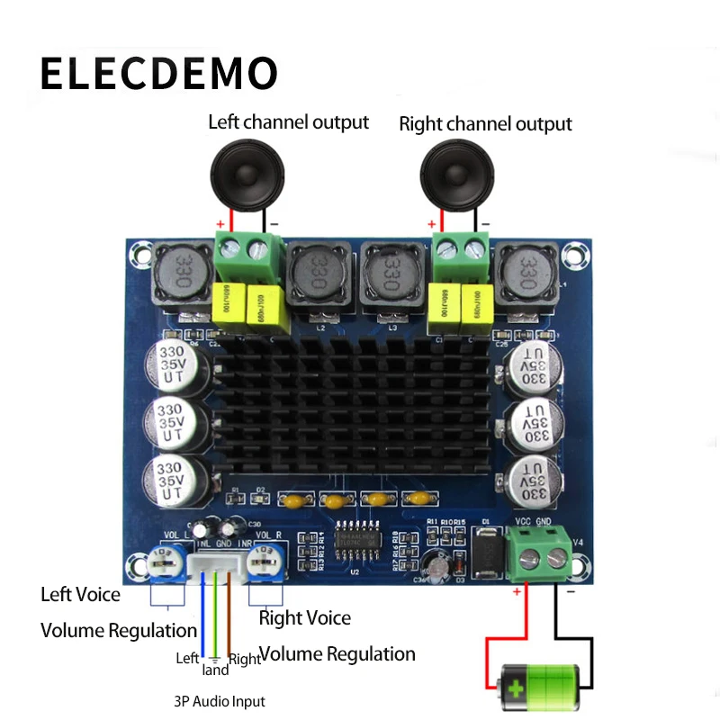 DC 12V 24V 120W * 2 TPA3116D2 TPA3116 двухканальный цифровой усилитель мощности класса