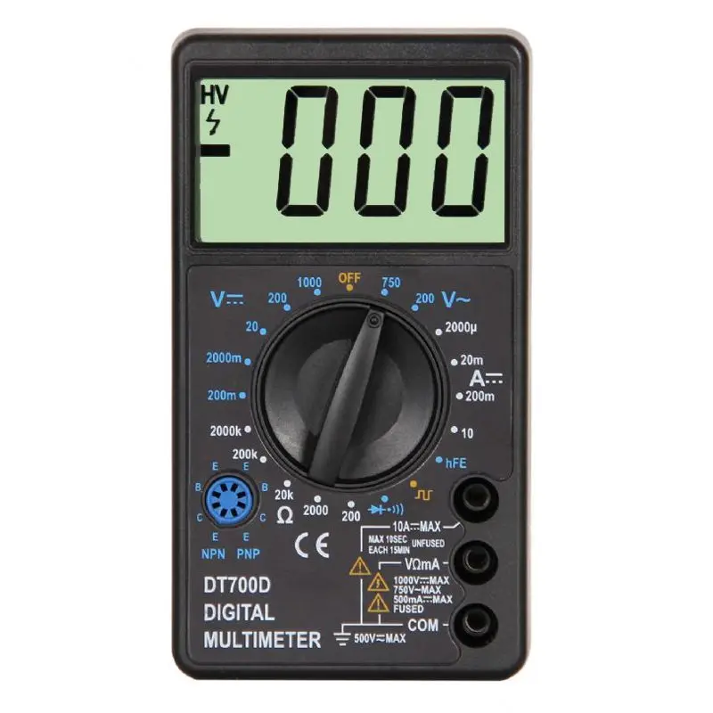 Whdz DT700D мини цифровой мультиметр большой Экран защита от перегрузки зуммер меандр