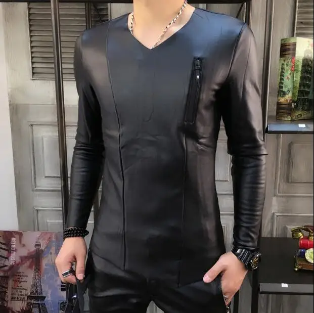 S ~ 5XL! Новая мужская модная бархатная Утепленная зимняя футболка с длинным