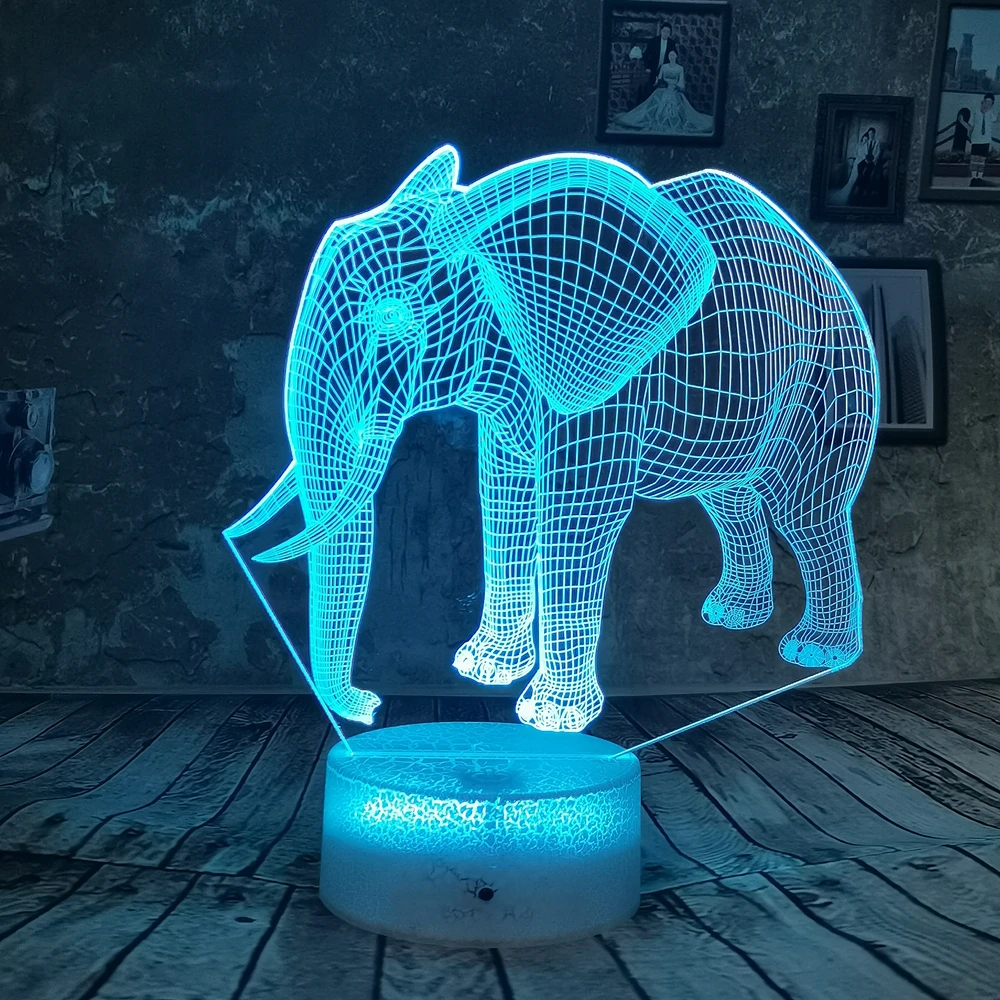 Дропшиппинг милый слон 3D ночник Led RGB 7 видов цветов Сенсорная цветная настольная