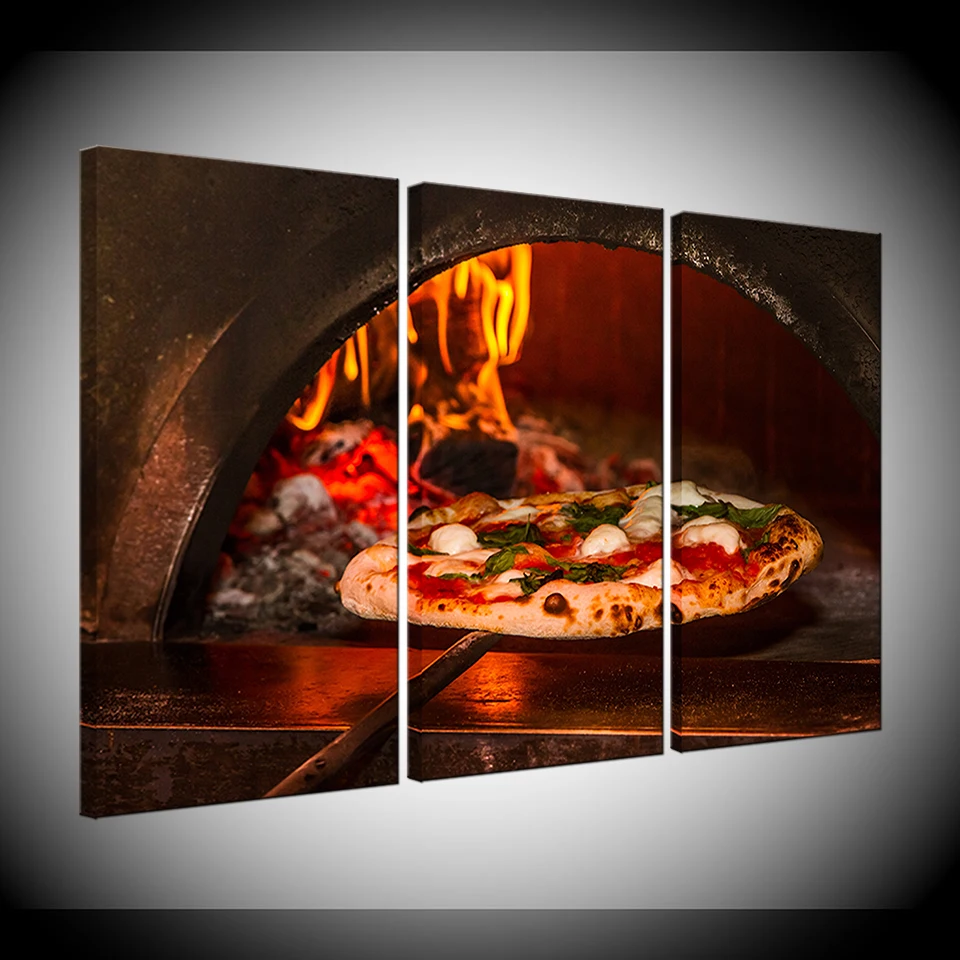 

Modern Posters For Living Room Home Decoration Wall Art Pictures Framework 3 Panel Pizza Onions HD Printed Cuadros Painting