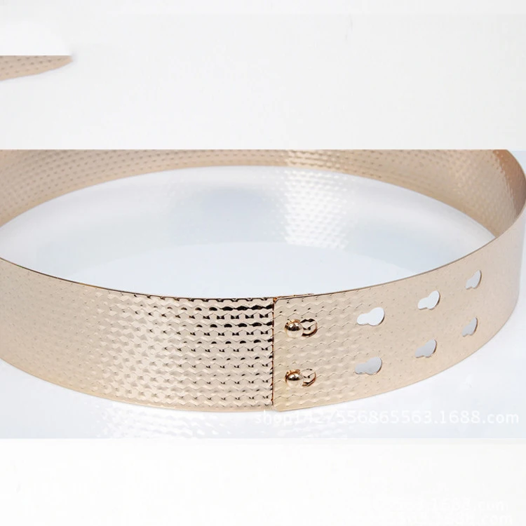 

Women Punk Full Metal Mirror skinny Waist Belt 2019 Metallic Gold Plate 3cm Wide Chains Lady ceinture sashes for dresses RT36