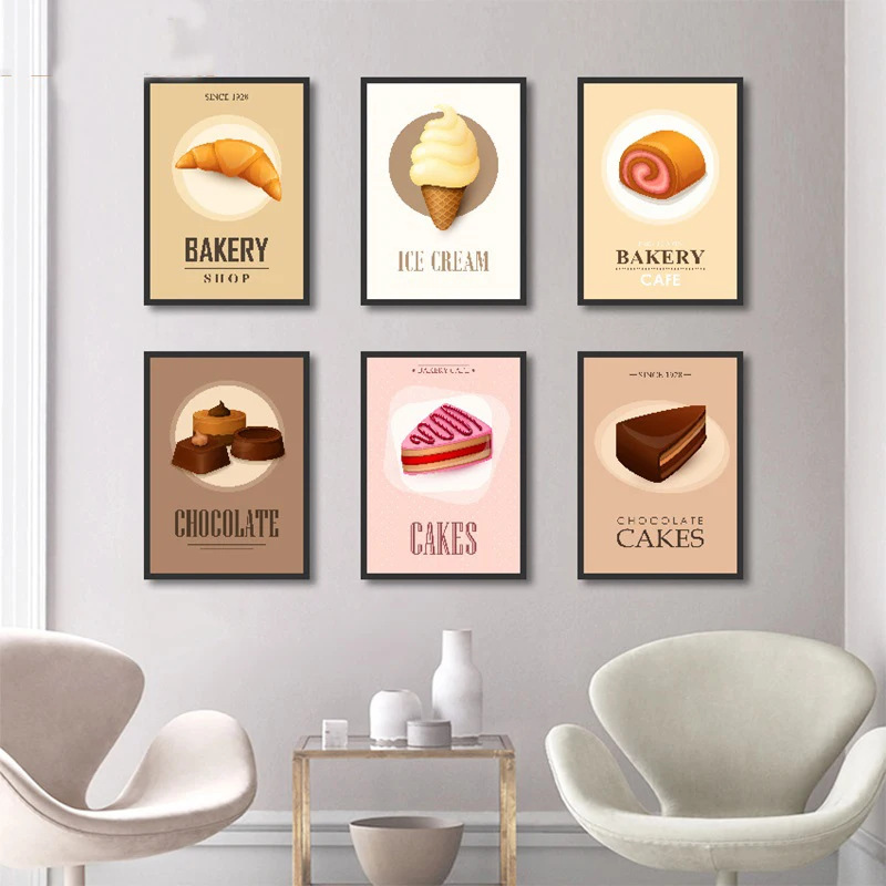 

Tea Shop Western Restaurant Ice Cream Canvas Painting Wall Art Picture for Kitchen Home Decoration Nordic Posters and Prints