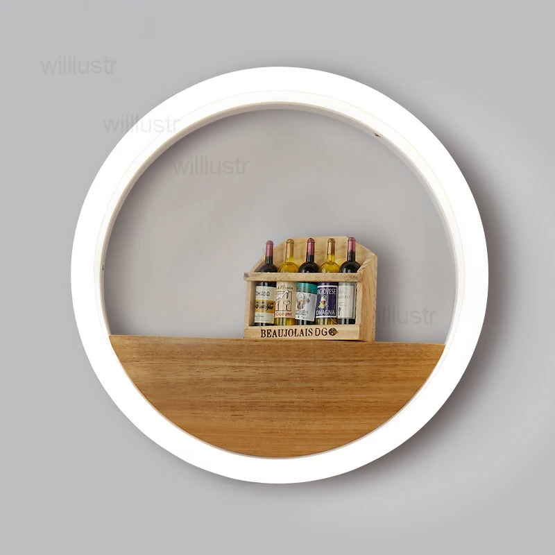 Круглая светодиодная настенная лампа из ПММА акриловое украшение дерева кольцо