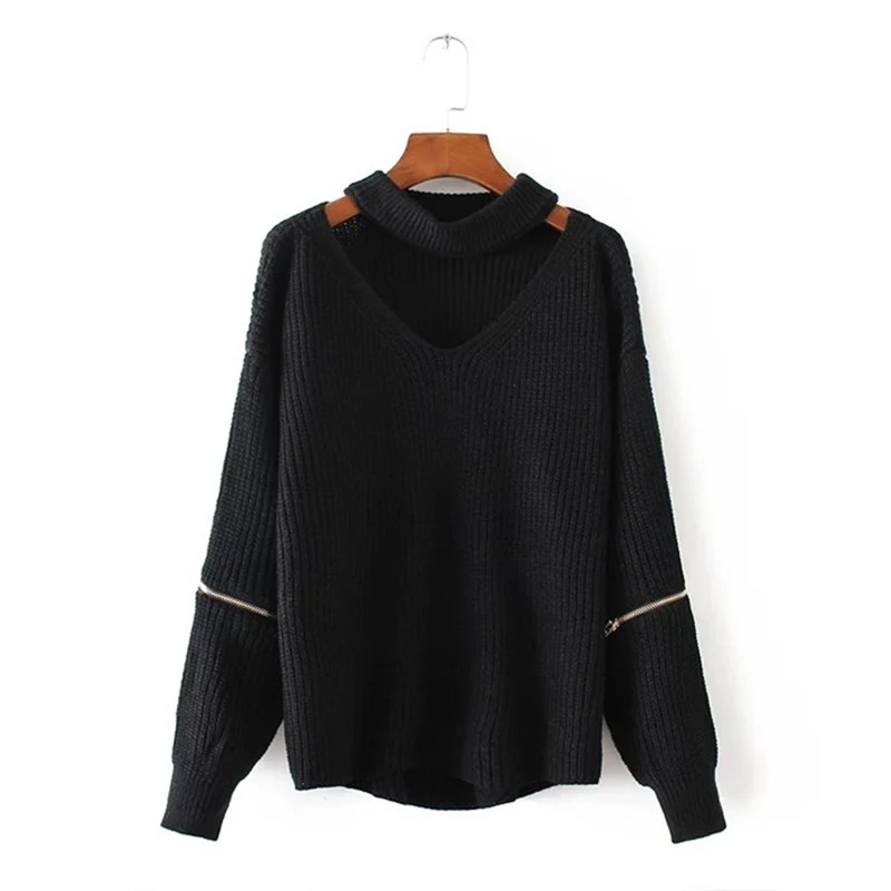 Свитер Женский вязаный на молнии с рукавами осень/зиму F1061 | Женская одежда