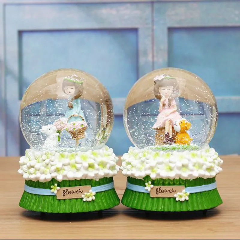 Креативная большая музыкальная шкатулка со снежинками и хрустальными шариками