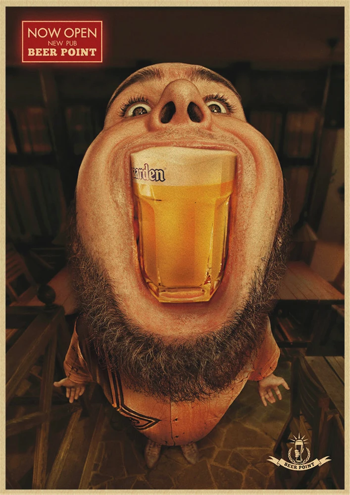 Beer Retro poster Home Furnishing decoration Kraft Poster Drawing Painting Wall stickers - Color: Yellow