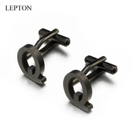 lepton stainless steel letters q cufflinks for mens black silver color letter q of alphabet cuff links men shirt cuffs button