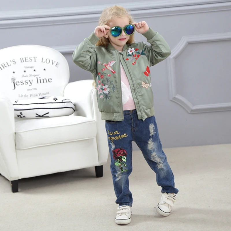 R&ampZ Baby Girls Coat 2019 Winter Flower Printing Embroidery Chinese Style Zipper Thickened Cotton Long Sleeve Jacket for Kids | Детская