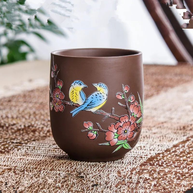 Исин фиолетовая глина чайная чашка китайская птица цветок чайный набор кунг-фу